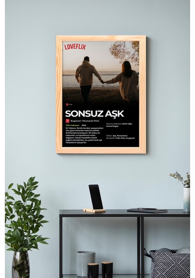 Sevgililer Günü Hediyesi - Sevgiliye Hediye - Kişiye Özel Netflix Film Poster Tasarım Tablo Ahşap 01