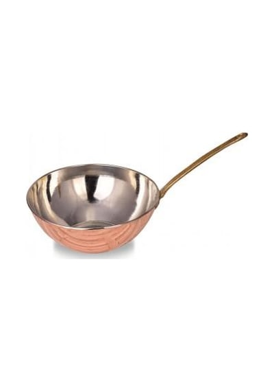 Turna Bakır Wok Tava 25 CM Sadece Taban El Dövme Kırmızı Turna48