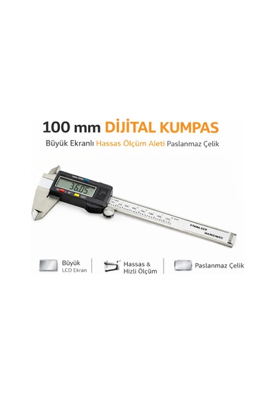 Senbang 100 Mm Dijital Kumpas Büyük Lcd Ekranlı Hassas Ölçüm Aleti Paslanmaz Çelik