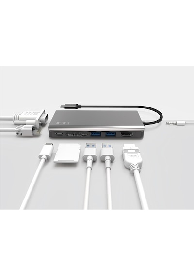 Type-C Vga Hdmı Ethernet Dönüştürücü 4K Fullhd Mfı Sertifikalı-Gri