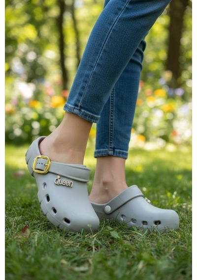 Calx Kadın Önü Kapalı Sabo Terlik Tokalı Rahat Günlük Crocs Tarzı Hafif Taban Terlik Bnt215 Camel