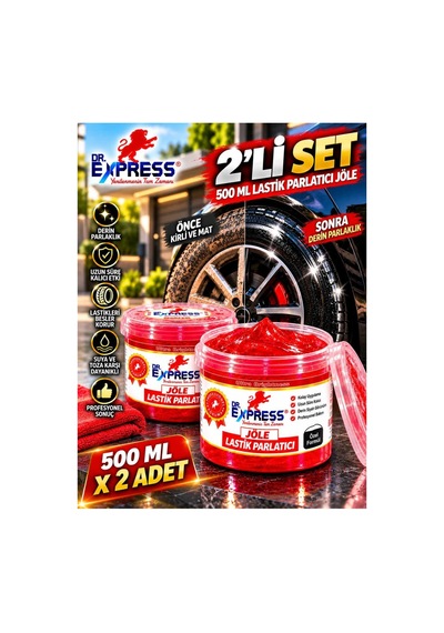 Premium Lastik Parlatıcı Jöle 500 Ml Parlak Görünüm Uzun Süre Etkili Yeniler Reçel Parlatıcı 2'li Set Suya Dayanıklı - 935569301