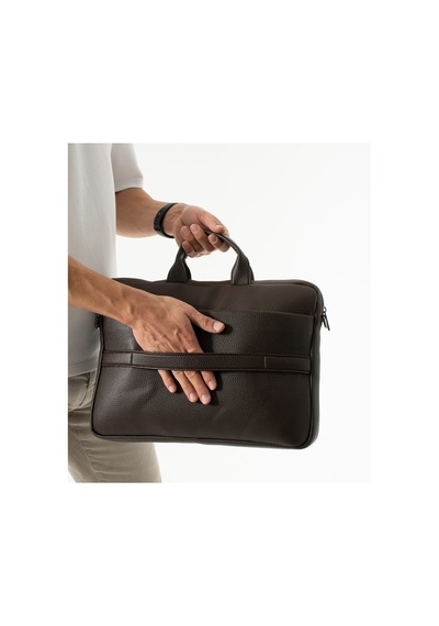 Westpolo Vegan Deri Unisex Laptop, Evrak Çantası - Kahverengi