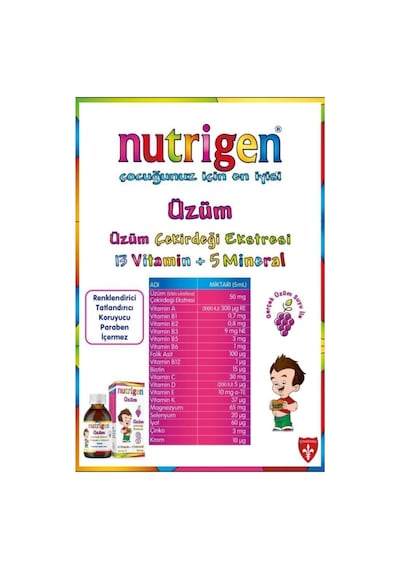 Nutrigen Üzüm Çekirdeği Ekstreli Vitamin Mineral Şurubu 200 ML