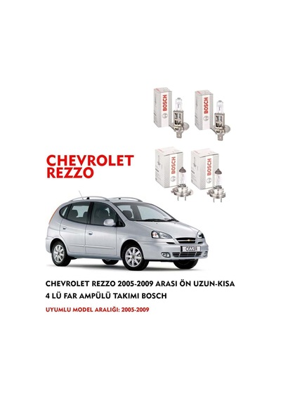 Chevrolet Rezzo 2007 Model Arası Ön Uzun-kısa 4 Lü Far Ampülü Takımı