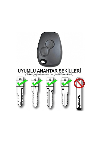 Dacia Logan Sandero Duster Kangoo Uyumlu 2 Tuşlu Oto Anahtarlık Yale Uç Uyumlu