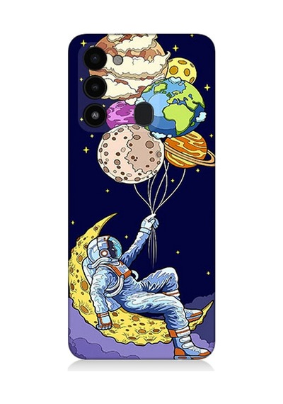 Tecno Spark 8c Uyumlu Silikon Kılıf Astronot Ve Gezegenler