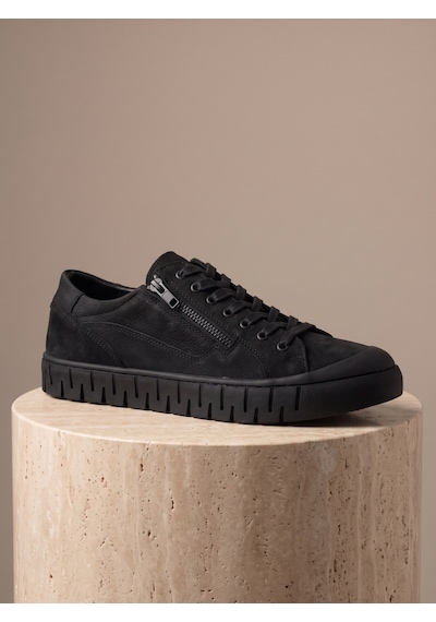 Bafaş 038043hn Siyah Hakiki Dana Derisi Bağcıklı Erkek Sneaker