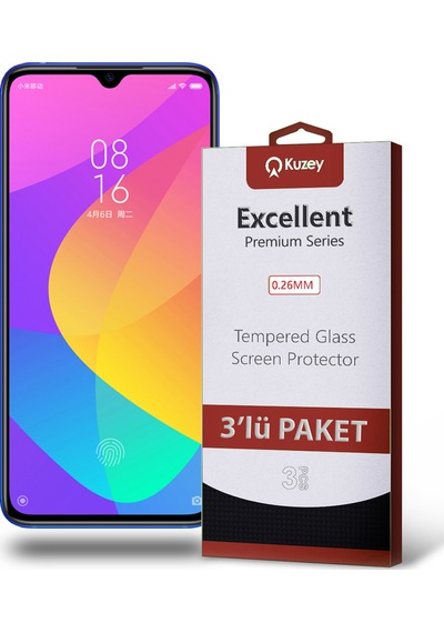Xiaomi Mi 9 Lite ile Uyumlu Kırılmaz Cam Ekran Koruyucu Ekonomik 3'lü Paket