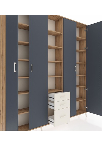 Arges Dolap 17 Raflı 3 Çekmeceli 4 Kapaklı 220x30x243 Çam-antrasit/aytaşı Antrasıt/aytası Arges Dolap 17 Raflı 3 Çekmeceli 4 Kapaklı 220x30x243 Çam-antrasit/aytaşı Antrasıt/aytası