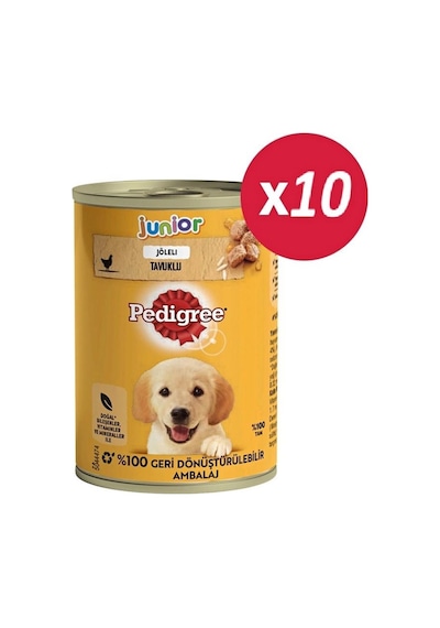 Pedigree Junior Tavuklu Yavru Konserve Köpek Maması 400 Gr 10 Adet
