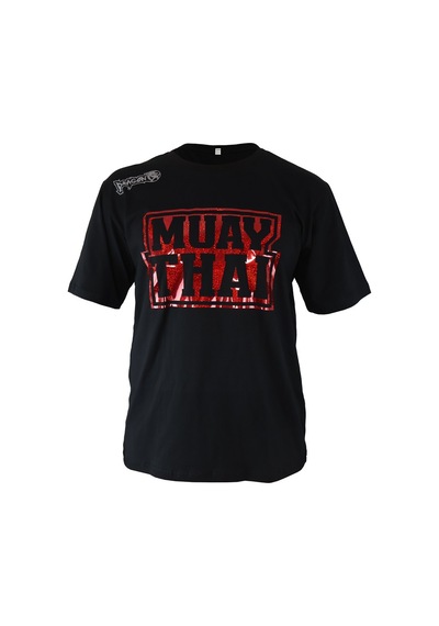 Dragondo Tx8523 Muaythai Tişört Parlak Kırmızı Baskılı Muay Thai Tişörtü Siyah