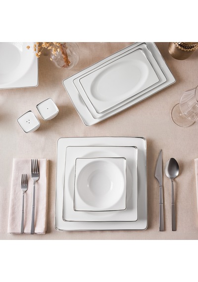 Aryıldız Crystal İxir Platin 56 Parça 12 Kişilik Yemek Takımı Renkli