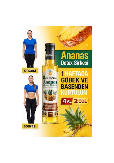Detoxum Ananas Sirke Doğal Fermantasyon Pineapple Vinegar 250 ML