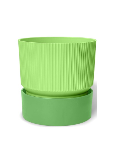 Iksora Saksı Dekoratif Tabaklı Çiçek Kaktüs Saksısı Mat Plastik 1 Adet, Yeşil, 0.4 Litre