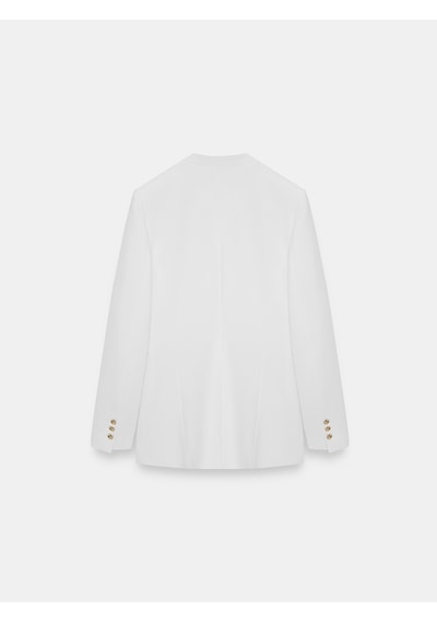 Dilvin 60807 Yakasız Vücuda Oturan Blazer-beyaz
