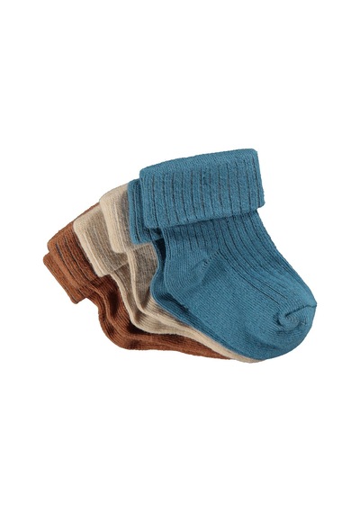 Civil Baby Premium Basic Kıvrık 3'lü 6- Bebek Erkek Çorap Set Standart
