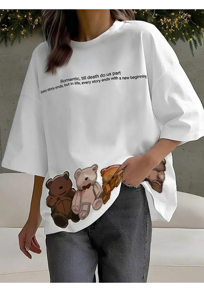 Noıssey Urban Pop Graphic Kadın Tişört Koleksiyonukod 5583 Beyaz