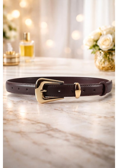 Williampolo Full Grain Deri Gold Toka Kahverengi Kadın Kemer