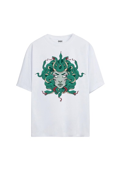 Medusa Oversize Unisex T-shirt Beyaz