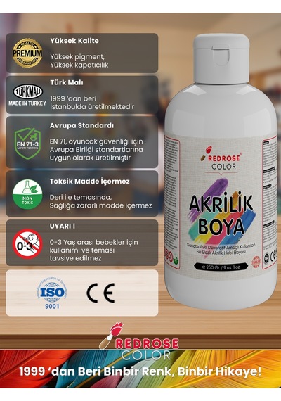 Red Rose Beyaz Akrilik Boya 250 G