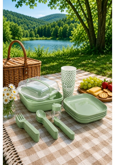 Emilahome Lovely Piknik Seti Yeşil 6 Lı Set - 867604242