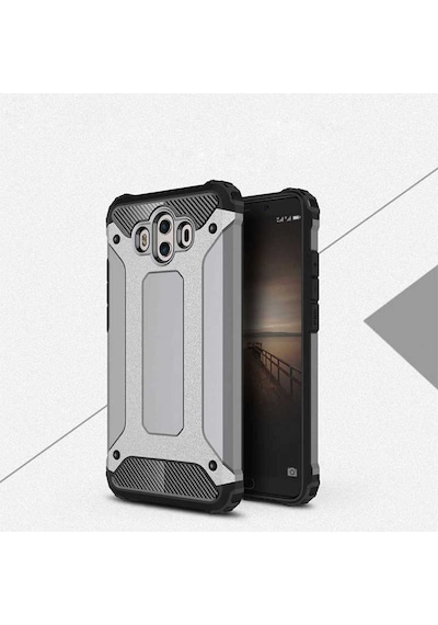 Kilifone - Huawei Uyumlu Mate 10 - Kılıf Çift Katman Zırh Tank Crash Military Kapak - Gri