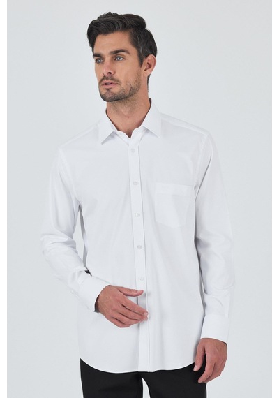 İmza Uzun Kol Düz Bez Ayağı Sert Yaka Cepli Pamuklu Classic Comfort Fit Gömlek 1004250210 Beyaz İmza Uzun Kol Düz Bez Ayağı Sert Yaka Cepli Pamuklu Classic Comfort Fit Gömlek 1004250210 Beyaz