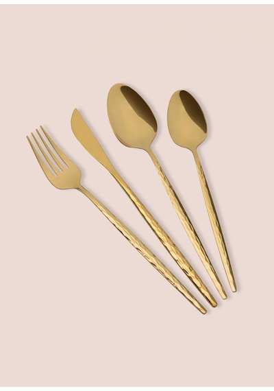 The Mia Shiny Çatal Kaşık Bıçak Takımı Gold 24 Parça Gold