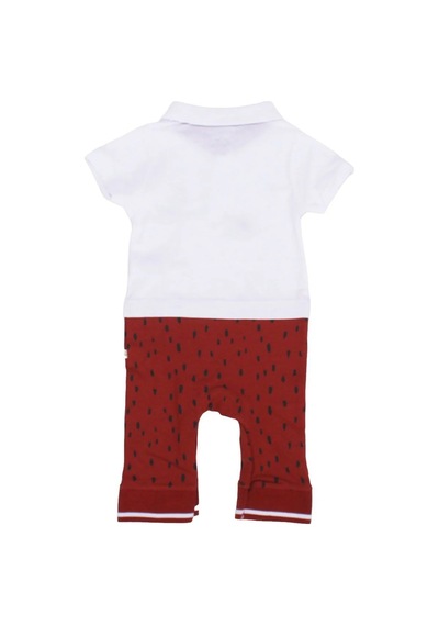 Bebegen Erkek Bebek Beyaz Bordo Polo Yakalı Çıt Çıtlı Tulum Çok Renkli