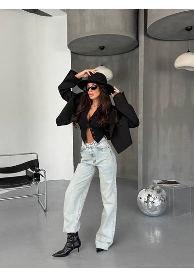 Yüksek Bel Wide-leg Jean Mavi