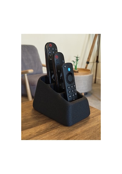 Dokulu Siyah 3 Bölmeli Masaüstü Kumandalık Tv Kumanda Düzenleyici Stand Organizer