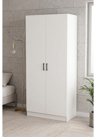 Asrın Gardrop Askılı Elbise Dolabı Raflı Elbise Dolabı Beyaz