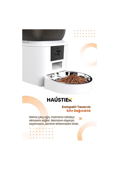 Qq029 Kameralı 1080p Gece Görüş, Akıllı Otomatik Kedi Mama Kabı, 2.4ghz/5ghz, 4lt, Metal Kase