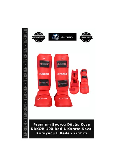 Premium Sporcu Dövüş Koşu Krkor-100 Red-l Karate Kaval Koruyucu L Beden Kırmızı