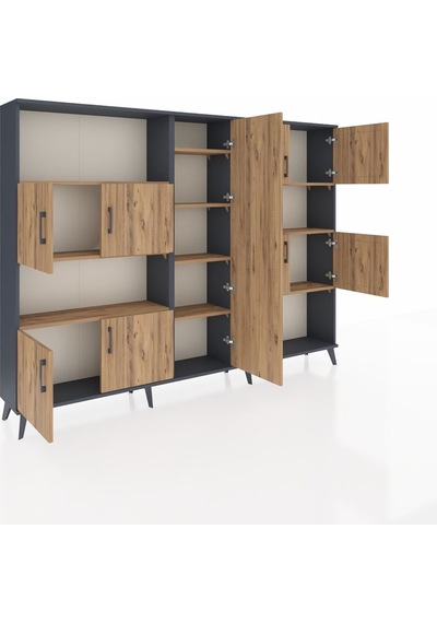 Arges Dolap 10 Raflı 9 Kapaklı 220x30x163 Antrasit-çam Antrasit-çam Arges Dolap 10 Raflı 9 Kapaklı 220x30x163 Antrasit-çam Antrasit-çam