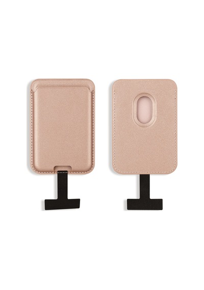 Lexroo Crd-09 Dahili Şarj Soket Aparatlı Magnetik Pu Deri Kartlık - Rose Gold