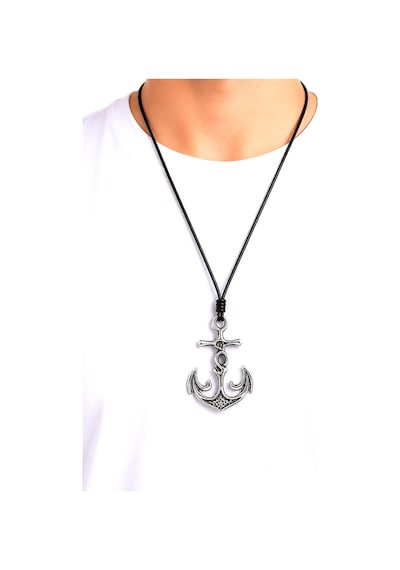Kore İp Askılı Ve Krom Çelik Kaplamalı Unisex Tribal Kolye Kkrm-04 Gümüş2