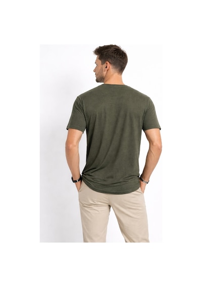Cazador Erkek Bisiklet Yaka Kendinden Desenli T Shirt 44420 Haki