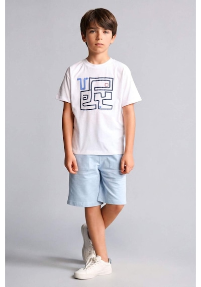 Defacto Regular Fıt Sweatshirt Kumaşı Şort Erkek Çocuk H2696a826hsbe366 Mavi-be366