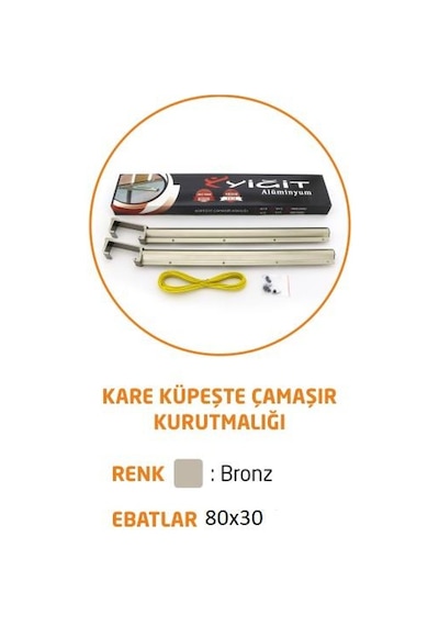 Kare Küpeşte Alüminyum Balkon Çamaşır Kurutmalık 60x25 Ve 80x30 Uyumlu Siyah