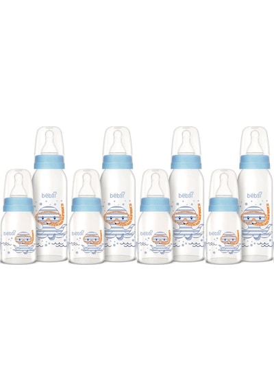 Bebsi Cam Biberon Seti Mavi 250ml+125ml 4 Lü Set