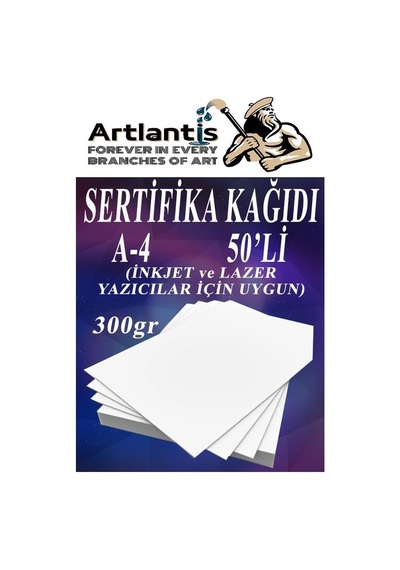 A4 Sertifika Kağıdı Kalın 50 Adet Gramajlı Fotokopi Kağıdı 300 Gr Tüm Yazıcılara Uyumlu 21x29.7 Cm Kalın Bas Genel