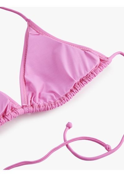 Koton Boyundan Bağlamalı Üçgen Bikini Üstü Pembe 6sak10012mm Gül
