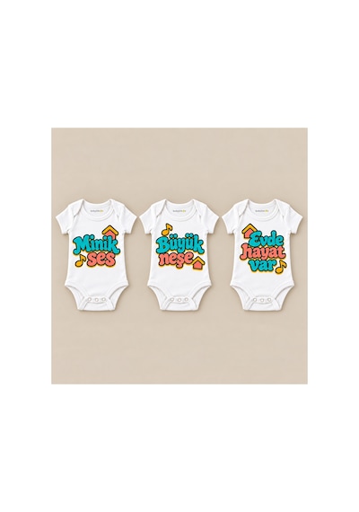 Babylimon Evimizin Sesi Üçlü Beyaz Kısa Kollu Bebek Zıbın Seti Beyaz - 930083735 Beyaz