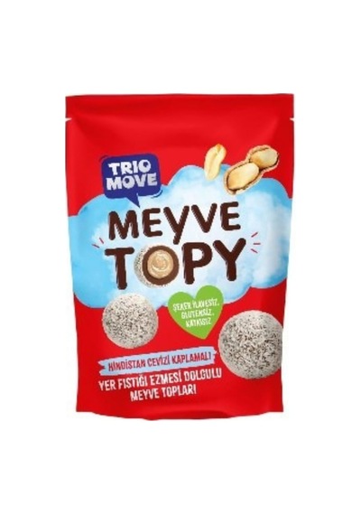 Trio Move Meyve Topy Hindistan Ceviz Kaplamalı Yer Fıstığı Ezmesi Dolgulu Meyve Topları 96 Gr 12'li 95 G