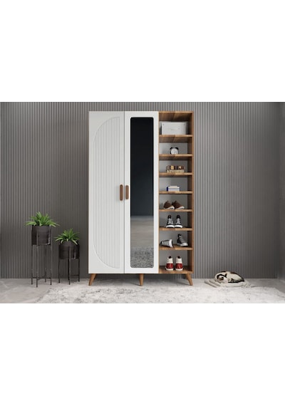 Robe Membran 3 Kapaklı Portmanto Montaj Dahil Ceviz Beyaz 120 Cm