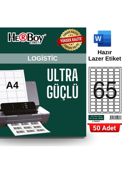 Herboy Hb-1065 38,1 X 21,2 Mm A4 Laser Etiket 50 Adet