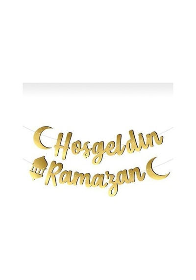 Hoşgeldin Ramazan Kaligrafi Yazı Gold Ramazan Ayı Süsleme 210x20 Cm Altın Sarı Gold Tüm Yaşlar