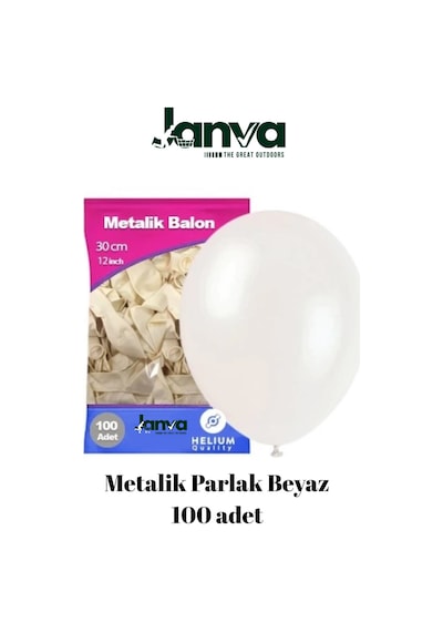 Büyük Boy 12 İnç Parlak Metalik Balon Parti Doğum Günü Gösteri 100 Adet Beyaz